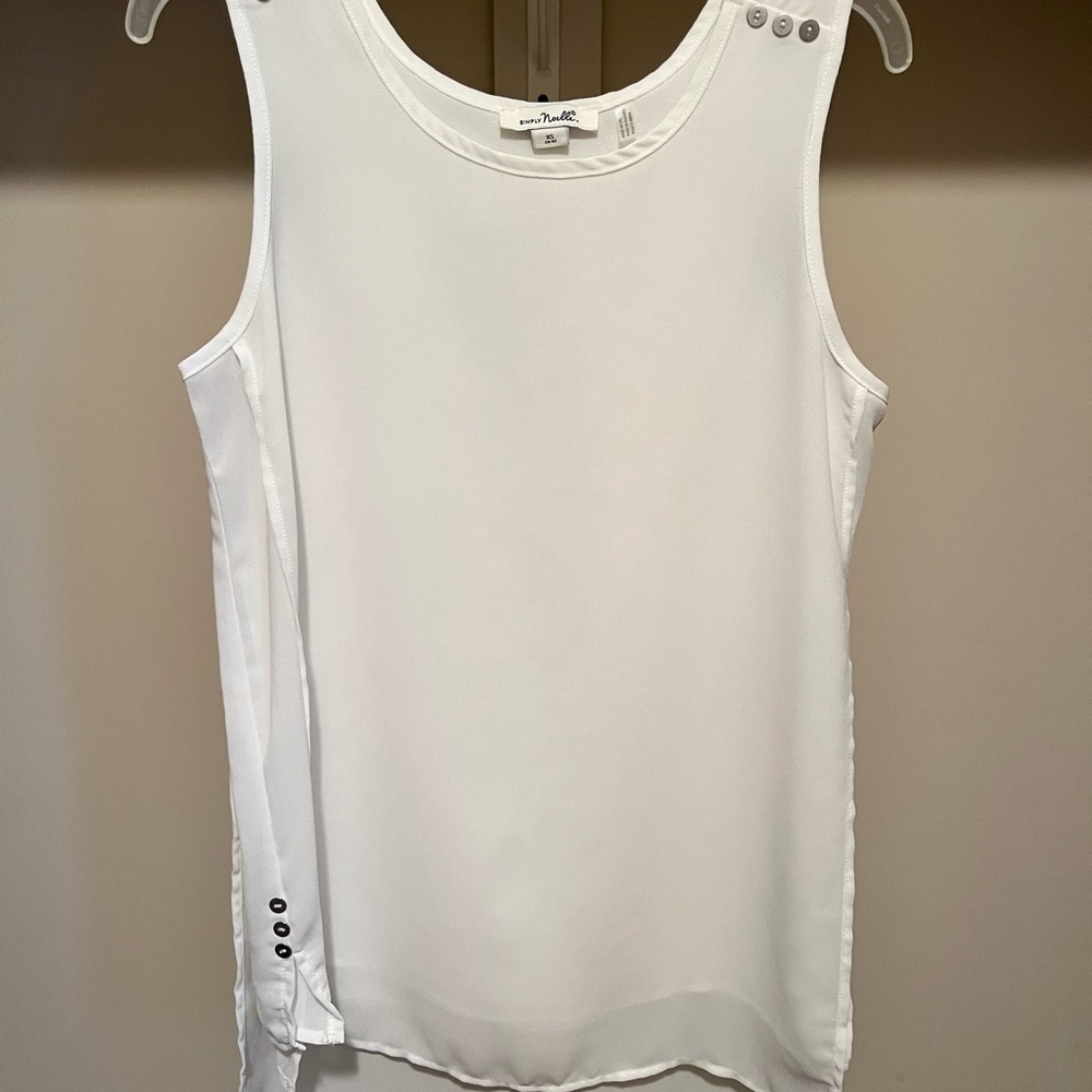 Simply Noelle Cream Tank Top with Scoop Neckline